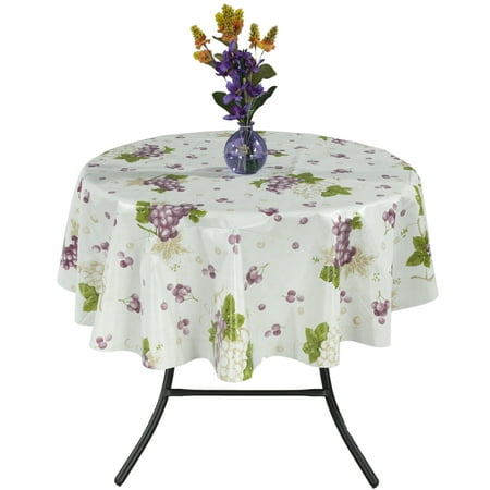 Ottomanson Vinyl Grape Vine Design Indoor & Outdoor Tablecloth with Non-Woven