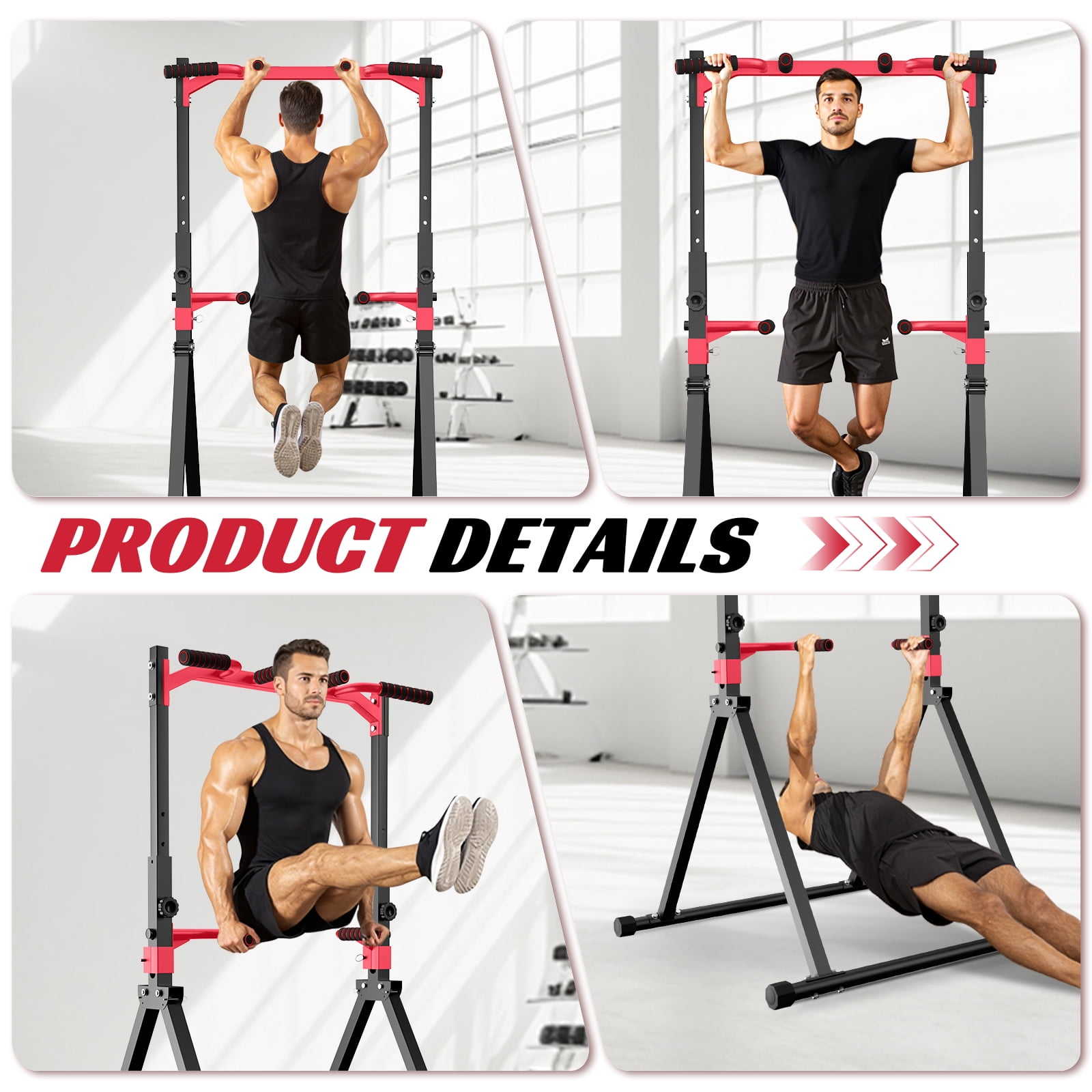 Primy 350lbs Foldable Pull Up Station, Pull Up Bar for Home Gym Workout, Free-Standing Dip Station Power Tower Strength Training Fitness Equipment