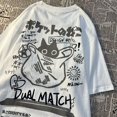 thumbnail image 2 of Camisetas de dibujos animados Kawaii para mujer, camisetas de manga corta con estampado de gato Harajuku, ropa de calle para parejas, ropa suelta Y2K, 2023, 2 of 4
