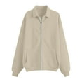 thumbnail image 5 of Eryao Womens Workout Sweatshirt Zip Up Fleece Lined Hoodies with Pockets Lightweight Casual Outdoor Athletic Jackets,Beige,M, 5 of 6