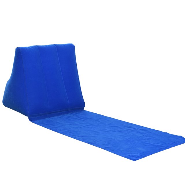 Colchoneta inflable plegable suave para la playa, cama de aire, colchón de viaje, silla, asiento para acampar, playa, ocio, tumbona, almohada para la espalda, cojín (azul marino) JFHHH pequeña