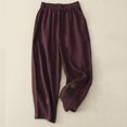 thumbnail image 3 of Aofany Womens Elastic Waisted Trousers Casual Baggy Straight Cotton Linen Pant Summer Versatile Pants, 3 of 5