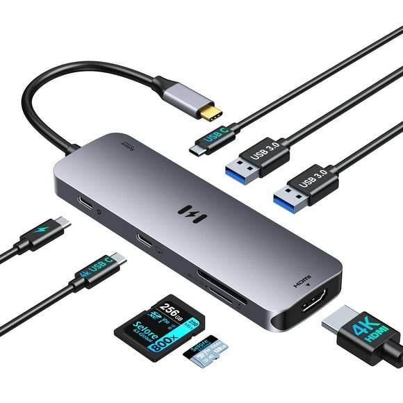 Adaptador HDMI USB C Hub Selore para MacBook Pro/Air 8 en 1 4K