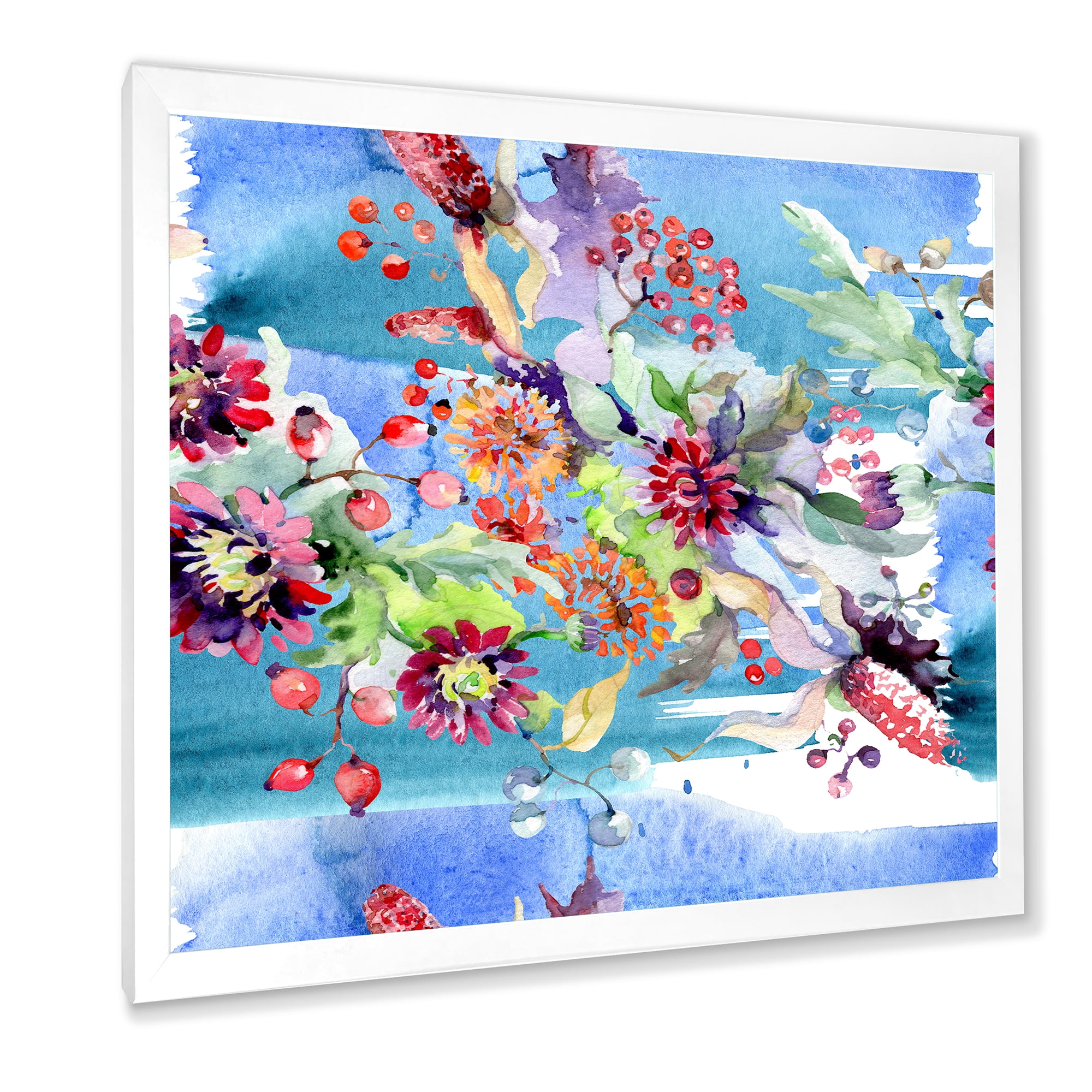 Designart 'Wildflowers and Vibrant Wild Spring Leaves XIII' Modern Framed Art Print