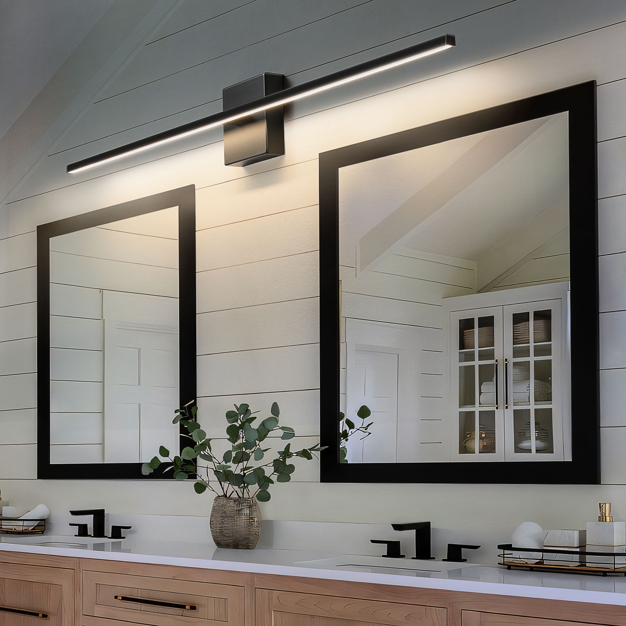 KAISITE Modern Bathroom Vanity Light 39 inch Dimmable Black Bathroom Light Fixtures for Bathroom Wall Sconce with 3500K Warm Light Bedroom