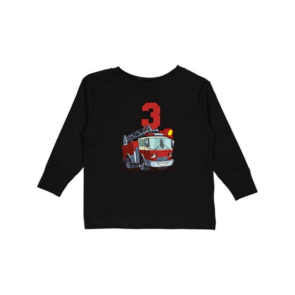 Inktastic 3rd Birthday Fire Truck Boys or Girls Long Sleeve Toddler T-Shirt