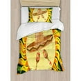 thumbnail image 3 of Mexican Decorations Queen Size Duvet Cover Set, Ethnic Hat and Maracas in the Centre of Sun Figure Hippie Style Boho Home, Decorative 3 Piece Bedding Set with 2 Pillow Shams, Multi, by Ambesonne, 3 of 3