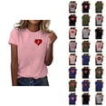 thumbnail image 1 of T-shirt Femme Saint-Valentin 2026 Mode Manches Courtes Col Rond Cœur Graphique, 1 of 4