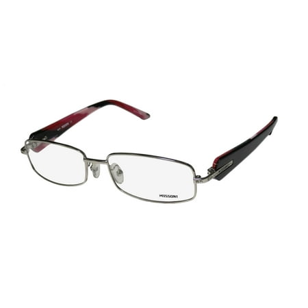 Missoni Designer (New Missoni 16101 Womens/Ladies Designer Full-Rim Silver / Black / Multicolor Glamorous Hot With Rhinestones Frame Demo Lenses 53-16-135 Strass Flexible Hinges)