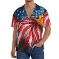 thumbnail image 7 of Lsque Eagle Head With American Flag print Men's Cuban Collar Short Sleeve Shirt Summer Beachwear Casual Button Down Fashionable Vacation Leisure Shirt-X-Large, 7 of 7