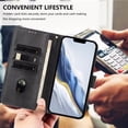 thumbnail image 4 of For iPhone 17 Pro Max 6.9inch Phone Case Wallet, Flip Leather TPU Cover with Card Holder Wrist Strap Shockproof Phone Case,Black,For iPhone 17 Pro Max, 4 of 11