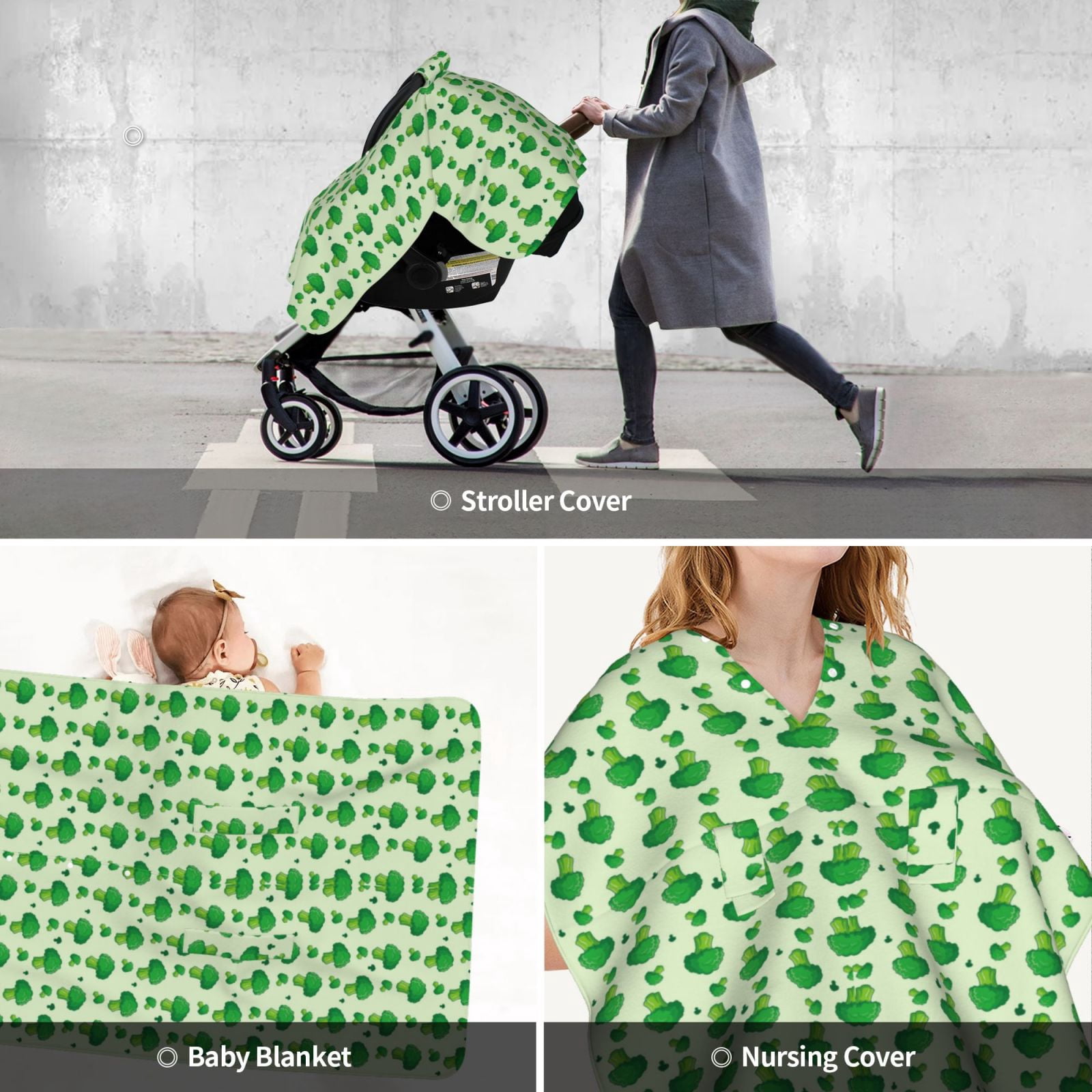 Car Seat Cover Baby - Broccoli 1 Breathable Infant Car Seat Cover for Baby Carseat, Lightweight Comfort Baby Essentials Must Haves Newborn Stuff for Girl Boy