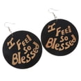 thumbnail image 5 of African Women Earrings Natural Black Wooden Tribal Dangle Hip Hop Lady Ear Hooks I FEEL SO BLESSED, 5 of 8