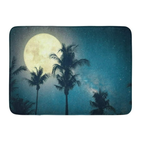 Hardware Store Palm Beach Gardens GODPOK Beautiful Fantasy Palm Tree Tropical Beach with Milky Way Star in Night Skies Wonderful Full Moon Retro Rug Doormat Bath Mat 23.6x15.7 inch ()