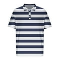 thumbnail image 2 of Men's Classic Fit Striped T-shirt Casual Button Lapel Golf Shirts Loose Color Block Polo Blouse, 2 of 2