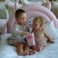 thumbnail image 6 of Sunnylife: Kids Sleepover Bed - Monster Pink - Inflatable Character Shaped Bed w/ Face Headboard & Feet, Flocked Air Mattress, In-Outdoor, 65x49x27.5", 6 of 10