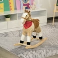thumbnail image 2 of Qaba Kids Plush Ride-On Rocking Horse Toy Cowboy Rocker with Fun Realistic Sounds for Child 3-6 Years Old, Beige, 2 of 10