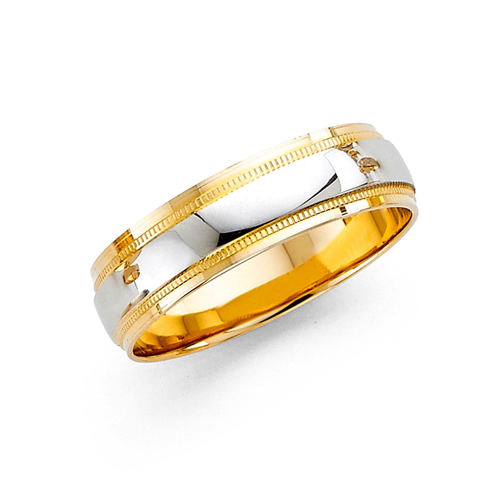 FB Jewels 14k Gold Round Cubic Zirconia White and Yellow Ring Two Tone ...