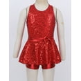 thumbnail image 3 of Eandarui Girls Jazz Modern Dancewear Sequined Sleeveless Criss Cross Back Bowknot Dance Leotard Dress Red 16, 3 of 7