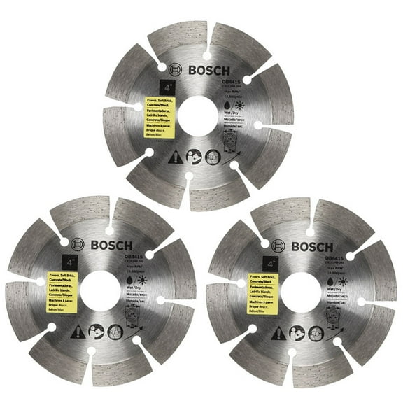 Bosch DB441 4 Inch Segmented Diamond Circular Saw Blade, 3 Pack