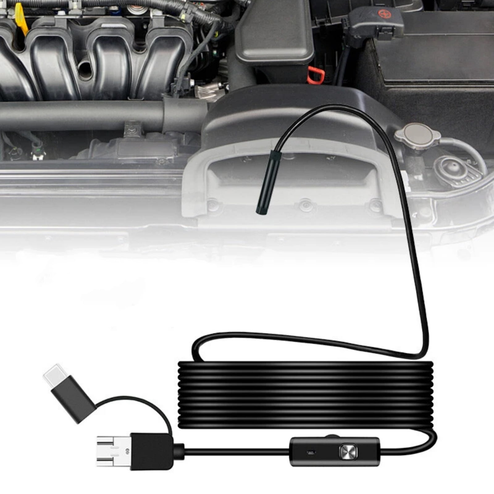 NATEFEMIN Adjustable Focus Endoscope Borescope For Automotive Cylinder Pipe Inspection 7mm Camera 2m Cable IP67 Waterproof 6 LEDs
