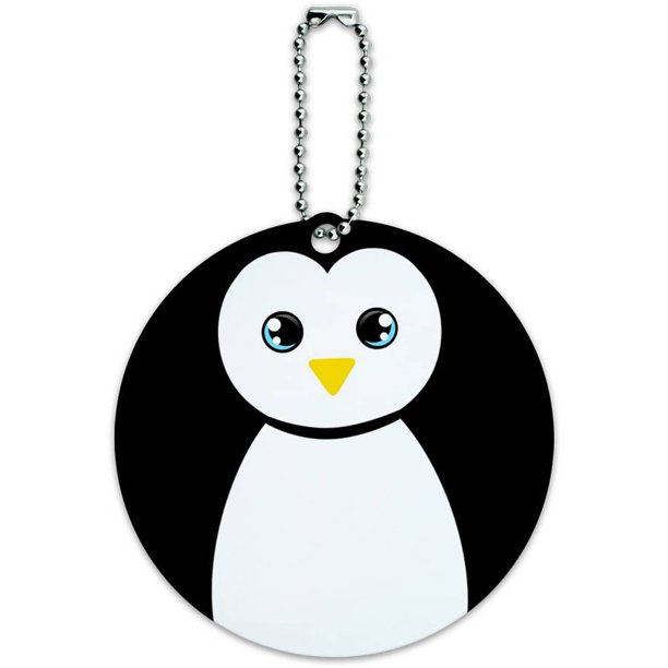 Penguin Black and White Round Luggage ID Tag Card for Suitcase or Carry ...