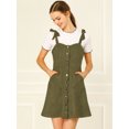 thumbnail image 3 of INSPIRE CHIC Women's Faux Suede A Line Short Button up Overall Dress Green S, 3 of 6