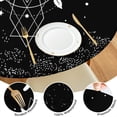 thumbnail image 4 of Black Gothic Cat Rose Moon Pattern Round Fitted Tablecloth with Elastic Edge,Dining Table Cover Waterproof,Outdoor Round Tablecloth for Camping,Dining,Indoor and Outdoor, 4 of 7
