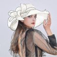 thumbnail image 2 of Women's Hat Summer Hat Sun Protection Sun Hats Sun Hat Organza Fascinator Hat Caps Bowler Hat Foldable with Flowers Wide Brim Ideal for Summer Beach C, 2 of 5