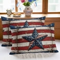 thumbnail image 4 of 2 Pack Outdoor Waterproof Throw Pillows,Retro USA Flag Wood Texture Decorative Rectangle Pillow Case Patio Pillows for Chair Couch Sofa 20x12in, 4 of 9