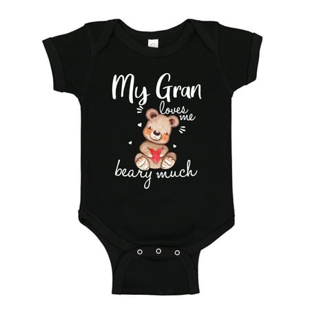 

My Gran Loves Me Beary Much Baby Bodysuit One Piece 18 mo Black