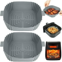 2-Pack Square Air Fryer Silicone Liners, 7.5inch Reusable Silicone Air Fryer Tray Liners, Air Fryer Liners (Inner Size: 6.5in, Gray)