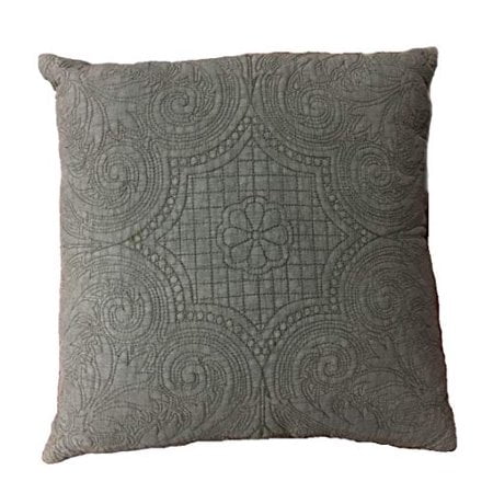 KASENTEX Oreiller en Coton Polyester 100 % Lavé à la Pierre Style Country-Chic, Motif Brodé Floral Traditionnel, 18"x18 Pouces, Brun Argile