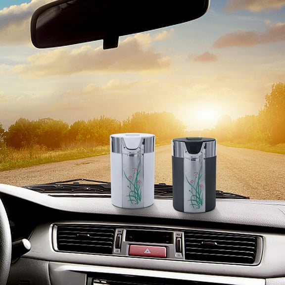 Carbon Fiber Car Ashtray with LED Lights, Portable & Practical Auto Ashtray, Easy Installation Car Ashtray in Black, Vehicle Interior Accessory