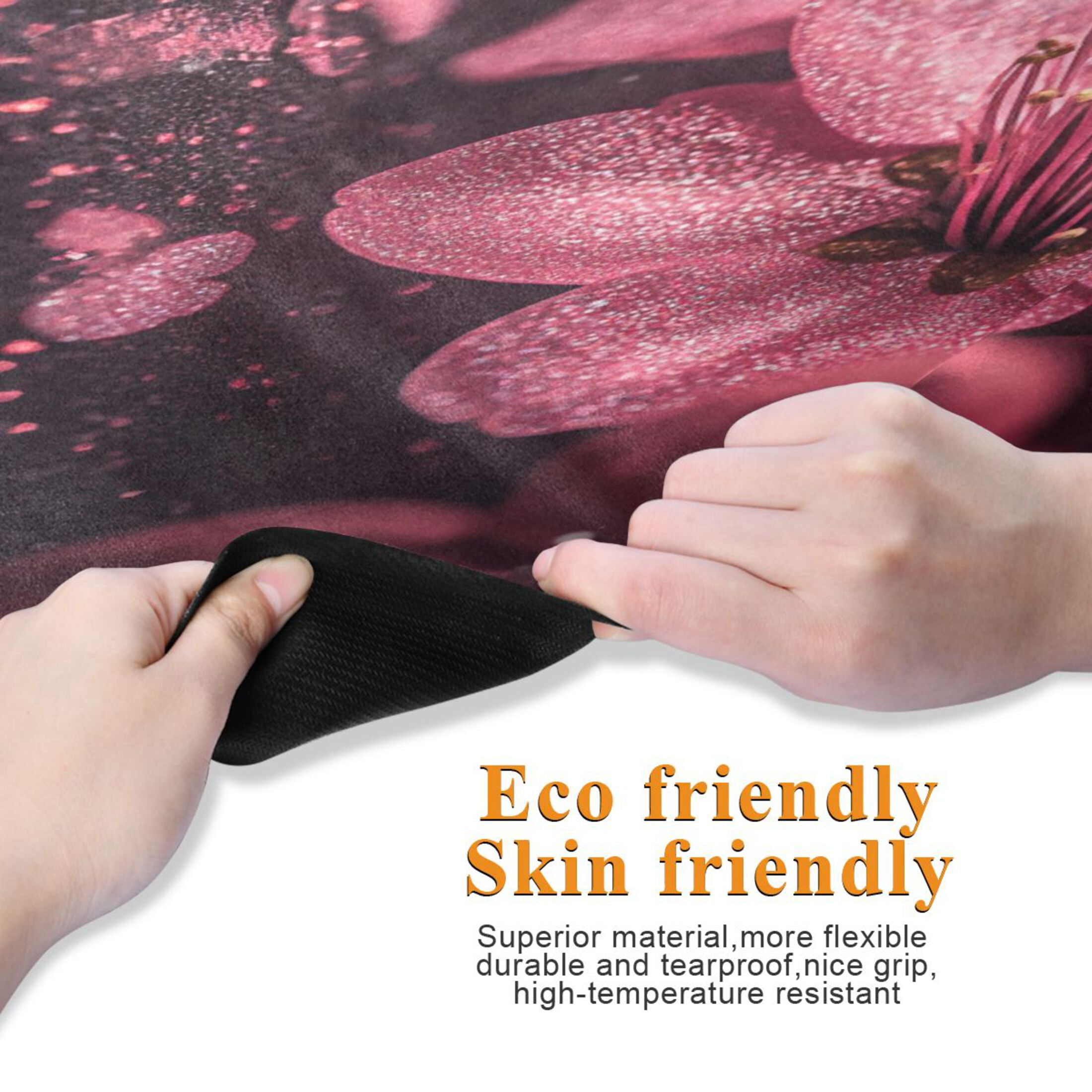BZSMCE Yoga Mat Women Pink Glittery Flowers Fitness Mat