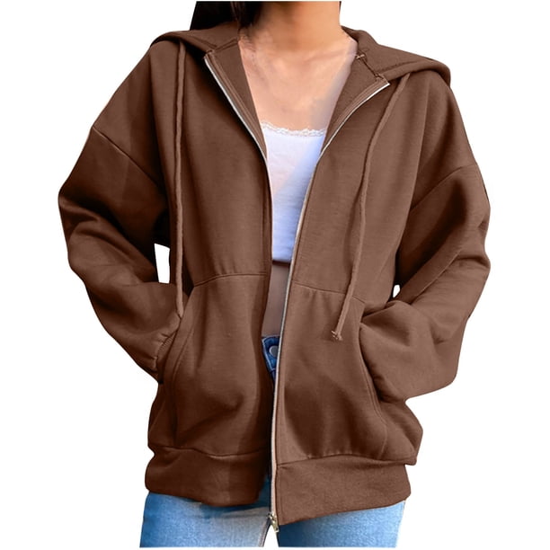 Sudadera con cremallera informal a la moda con capucha y estampado navideño para mujer, blusa, abrigo Fridja fksj4828