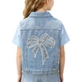 thumbnail image 2 of ZToonmas 18M-10Y Girls' Bow Embellished Denim Vest Sleeveless Button-up Waistcoat with Sheer Bow and Pockets for Daily and School Wear, 2 of 8