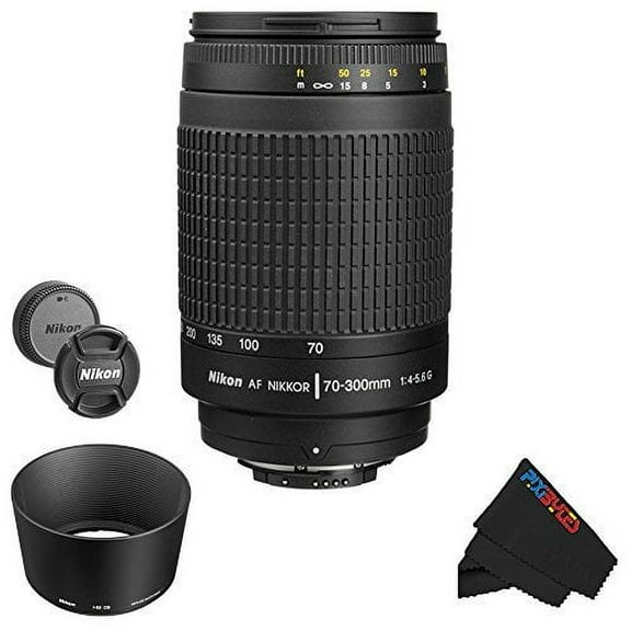 Nikon 70-300mm f/4-5.6G AF Nikkor SLR Camera Lens [Import] for DSLR Cameras with PixiBytes Exclusive Microfiber Cleaning