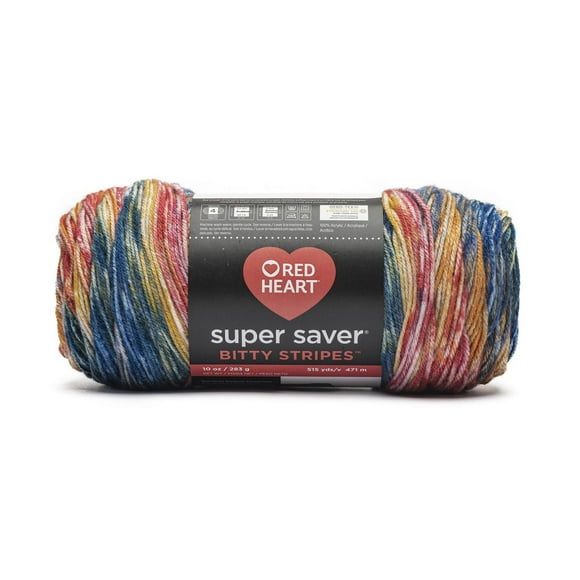 Red Heart® Super Saver® Bitty Stripes™ Yarn, Acrylic #4 Medium, 10oz/283g, 515 Yards