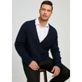 thumbnail image 3 of Kallspin Men’s Wool Blend V-Neck Cable-Knit Cardigans Sweaters (Navy Blue, 4X-Large), 3 of 8