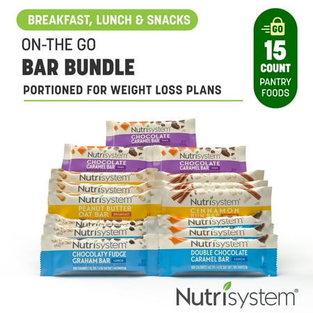 Nutrisystem On-The-Go Variety Bundle Bars, for Weight Loss, 15 Count