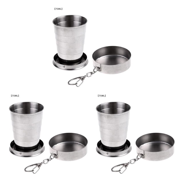 Naiovety Taza de agua plegable de acero inoxidable, taza plegable para acampar, suministros para beber al aire libre, 75ML Type1 NO1 Naiovety CBP174501