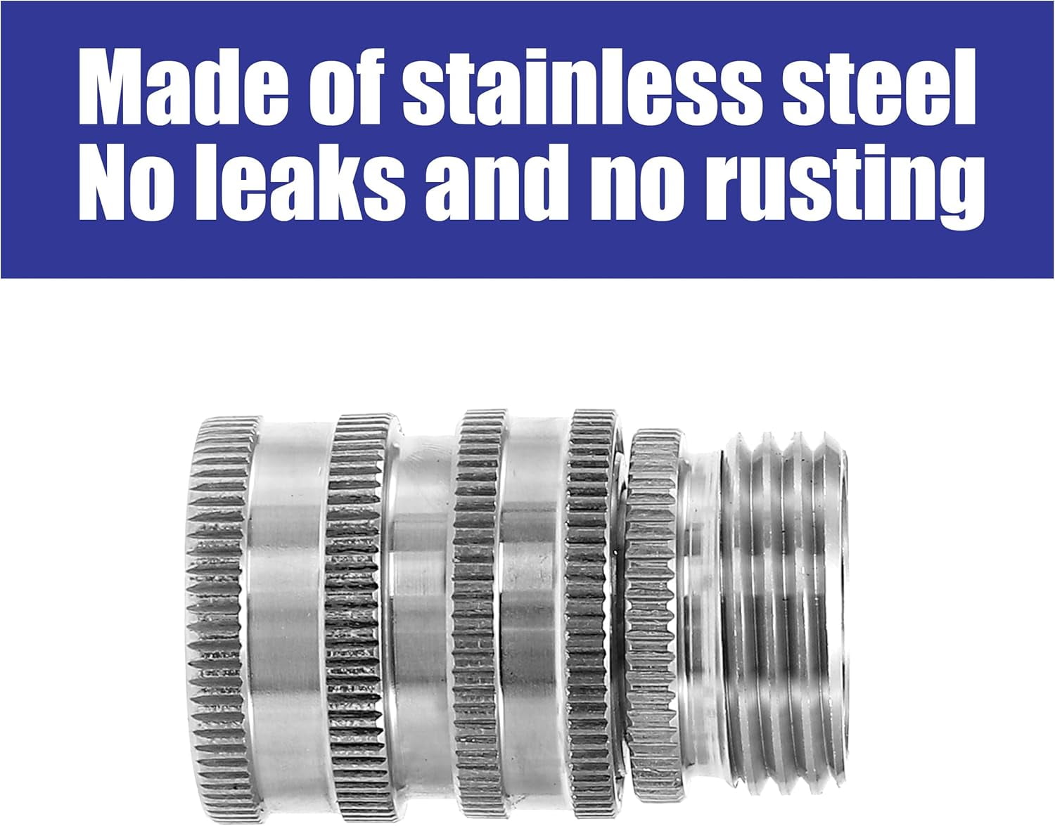 M MINGLE Garden Hose Quick Connect Fittings, 3/4 Inch GHT Stainless Steel, Quick Connector Set, 2-Pack