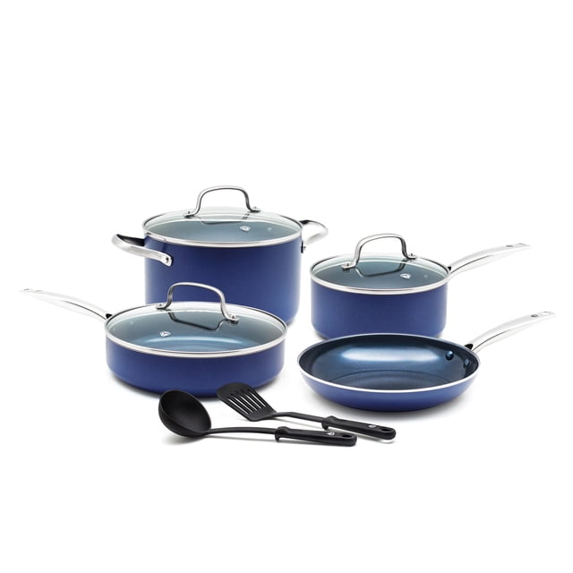 Juego de utensilios de cocina Blue Diamond de 9 piezas de cerámica con infusión de diamantes