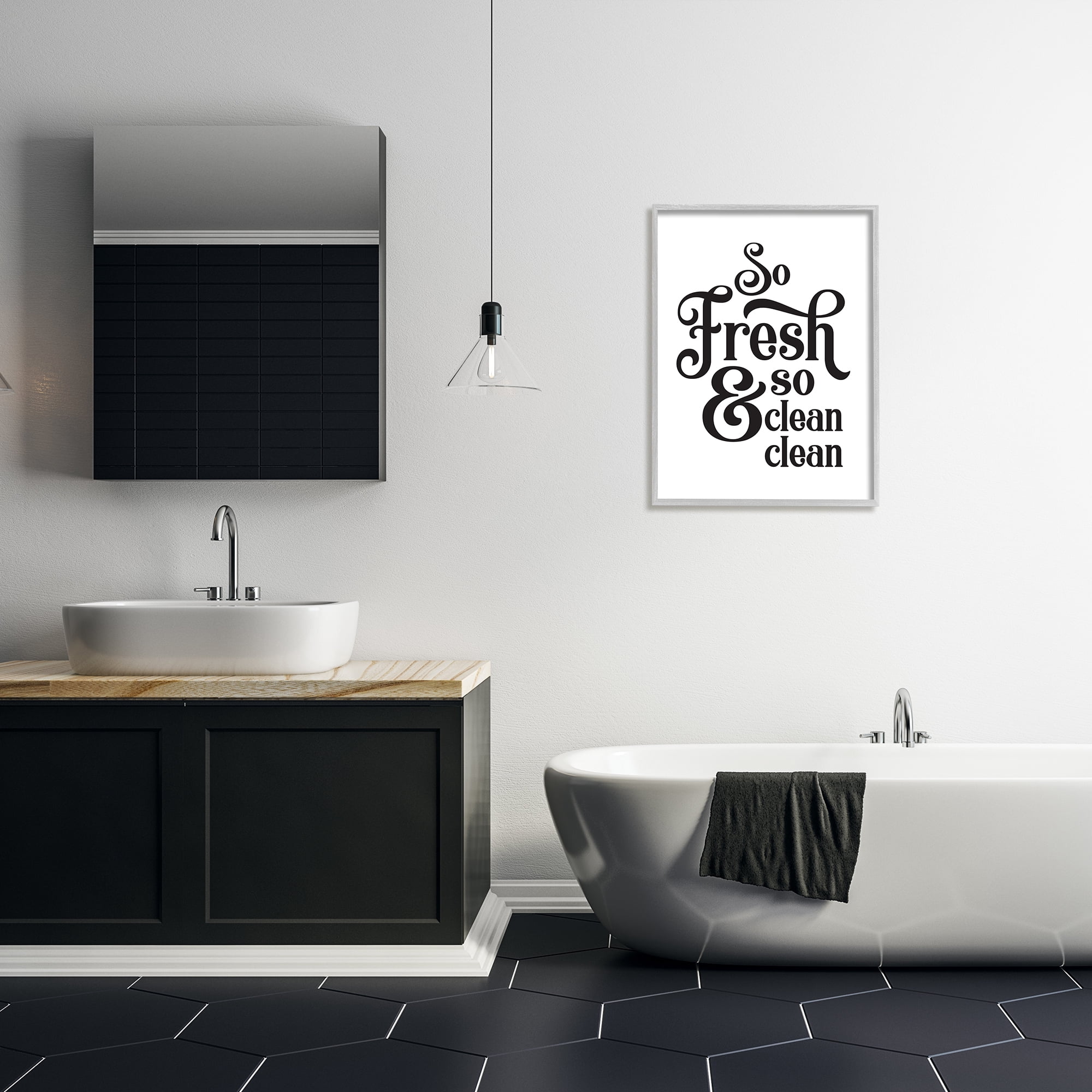 Stupell Industries So Fresh And Clean Phrase Laundry Room Humor Graphic Art Gray Framed Art Print Wall Art, 24x30, by Lettered and Lined