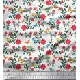 thumbnail image 1 of Soimoi White Cotton Jersey Fabric Insect,Bird & Floral Artistic Printed Craft Fabric by The Yard 58 Inch Wide, 1 of 1