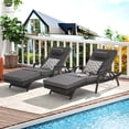 thumbnail image 2 of PAPROOS Outdoor Chaise Lounge Chair Set of 2, Rattan Patio Chaise Lounge Chair with Cushion and Arms, Modern 5-Positions Adjustable Outdoor Lounger Recliner for Poolside, Garden, Backyard, Dark Gray, 2 of 9