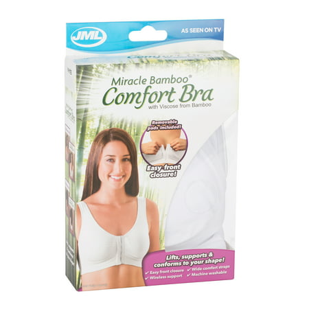 Miracle Bamboo Comfort Bra- White (L, Bust 37-40) (Best Bust Enhancing Bra)