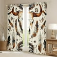 thumbnail image 2 of Cow Skull Window Curtains 2 Panels 38Wx54L Watercolor Gradient Animal Feather Window Drapes Teens Adults Vintage Flowers Southwestern Tribal Style Curtains for Living Room, 2 of 6
