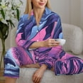 thumbnail image 6 of Honeii Hawaiian Beach Dolphin print Women's Pajama Sets Long Sleeve Button Down Sleepwear Nightwear Soft Pjs Lounge Sets-Medium, 6 of 7